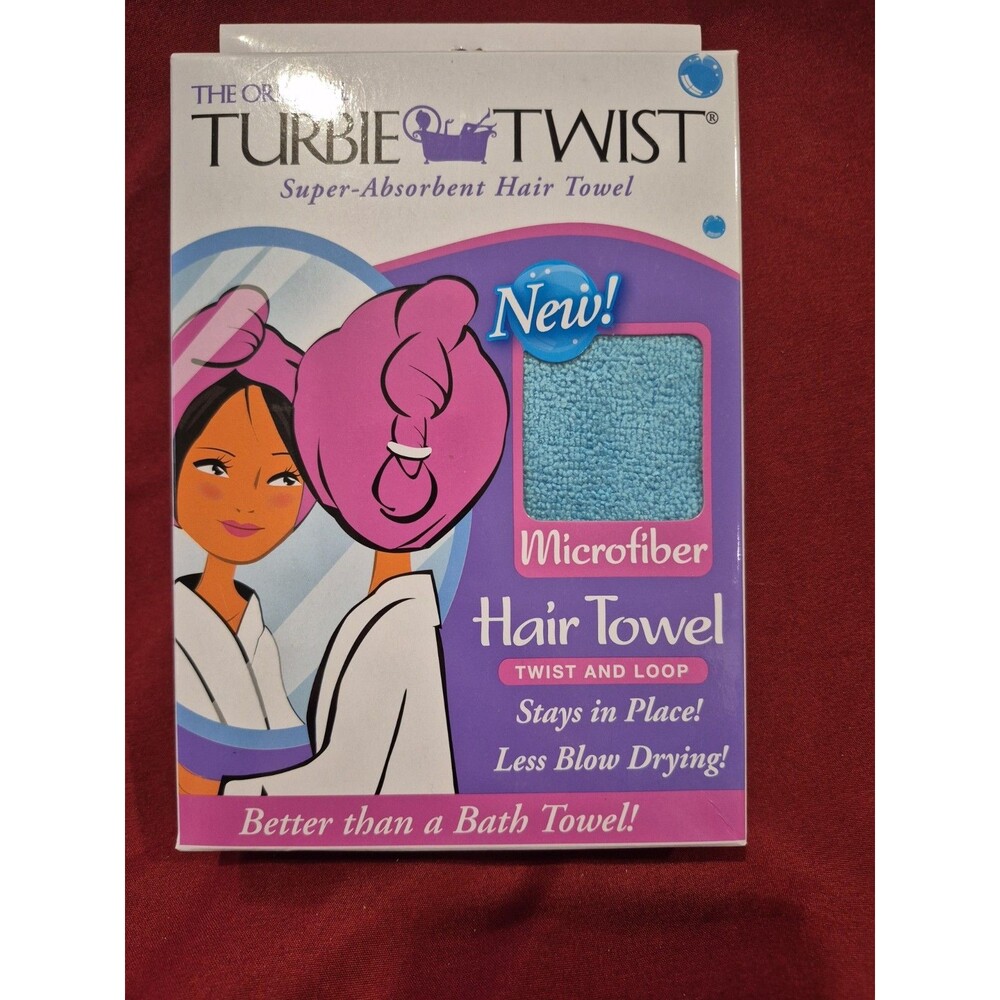 NIB The Original Turbie Twist  Microfiber Hair Towel  Seen On TV Blue Microfiber